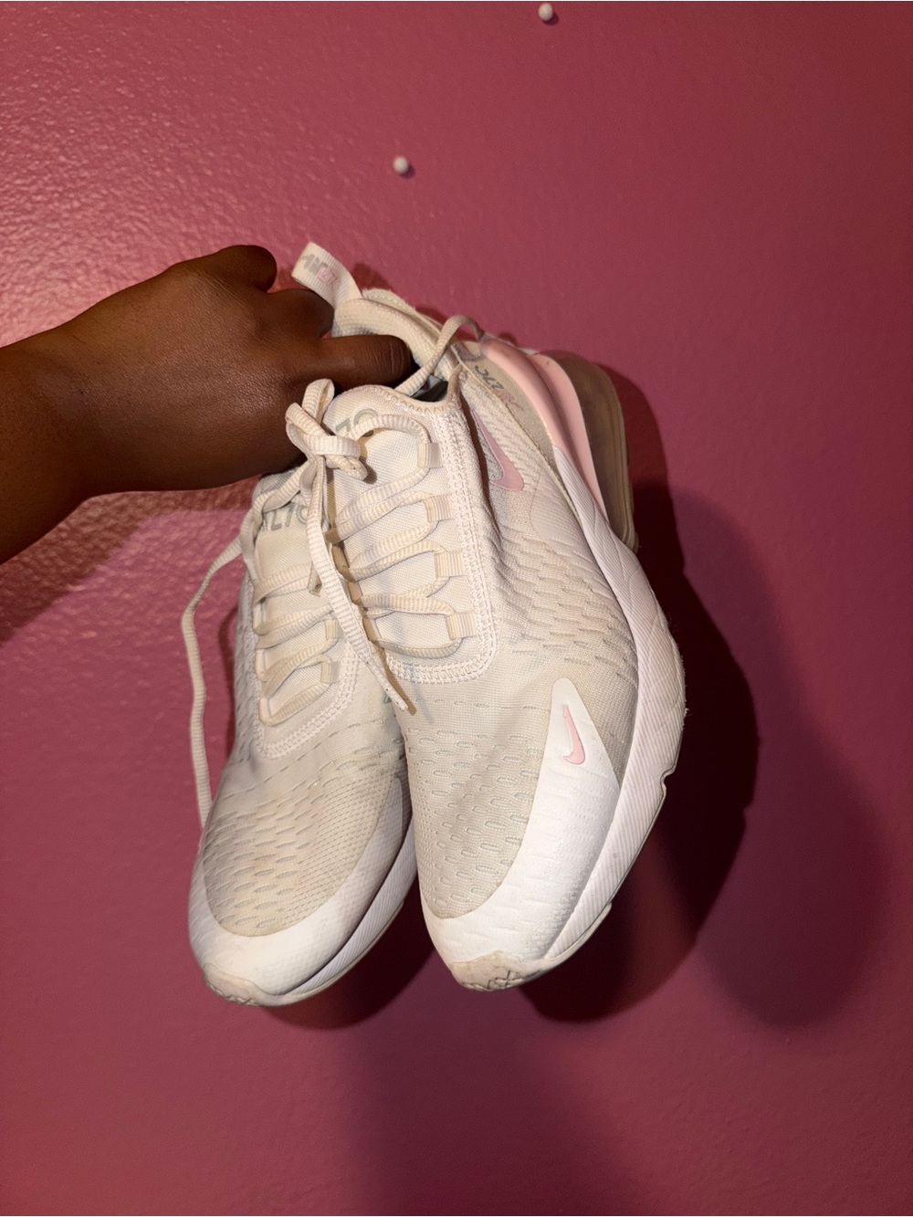 Nike Women's White and Light Pink Running Sneakers